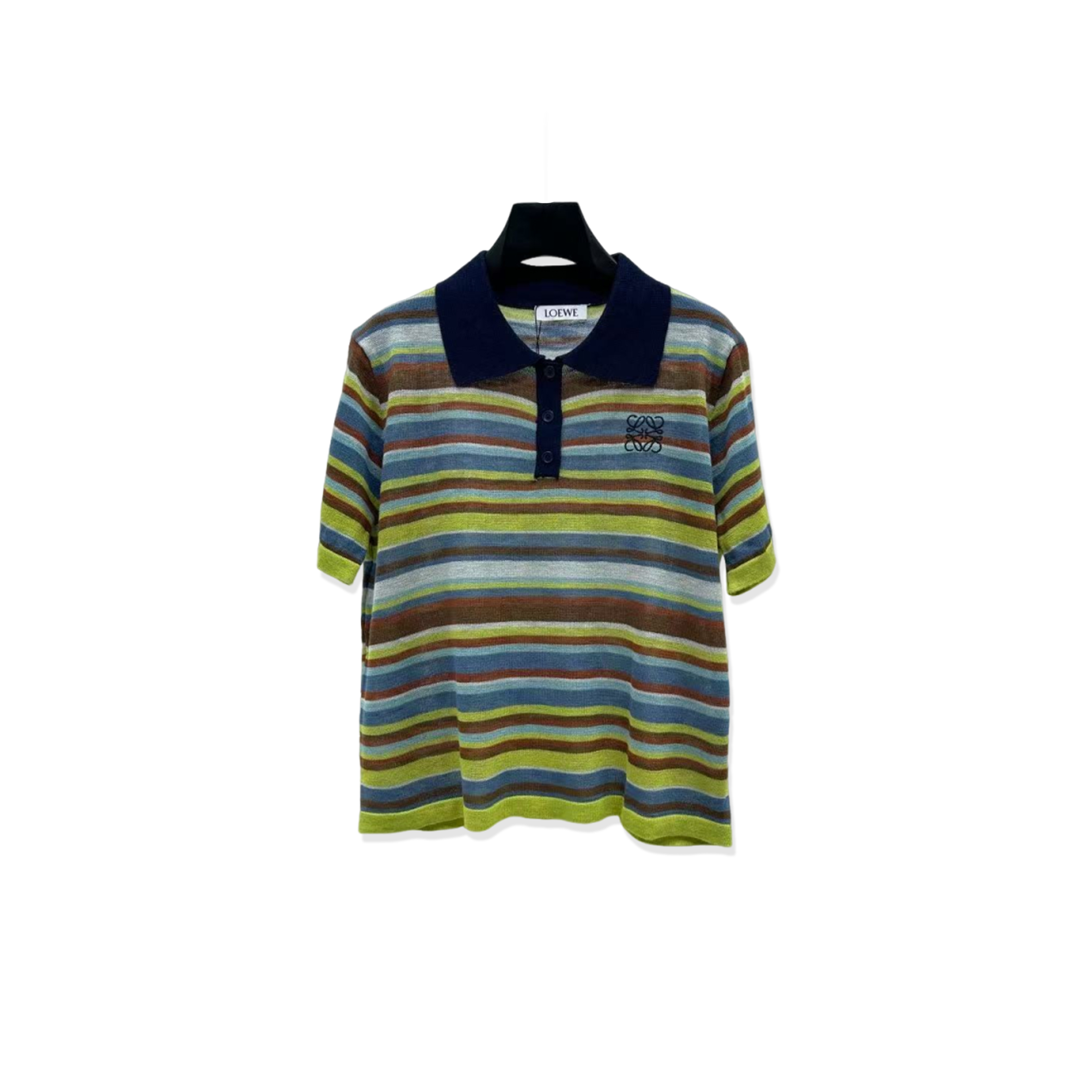 LOEWE STRIPED KNIT POLO SHIRT